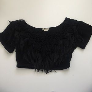 COTTON CANDY| black crop top